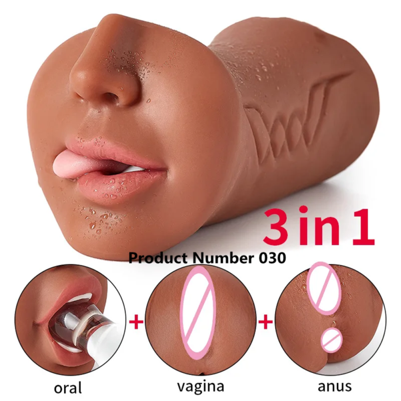 Product Number 030// 3 IN 1 Vaginal Anus Masturbation Cup Double Head Sex Real Deep Throat Male Masturbator Blowjob Sexy Toys for Men