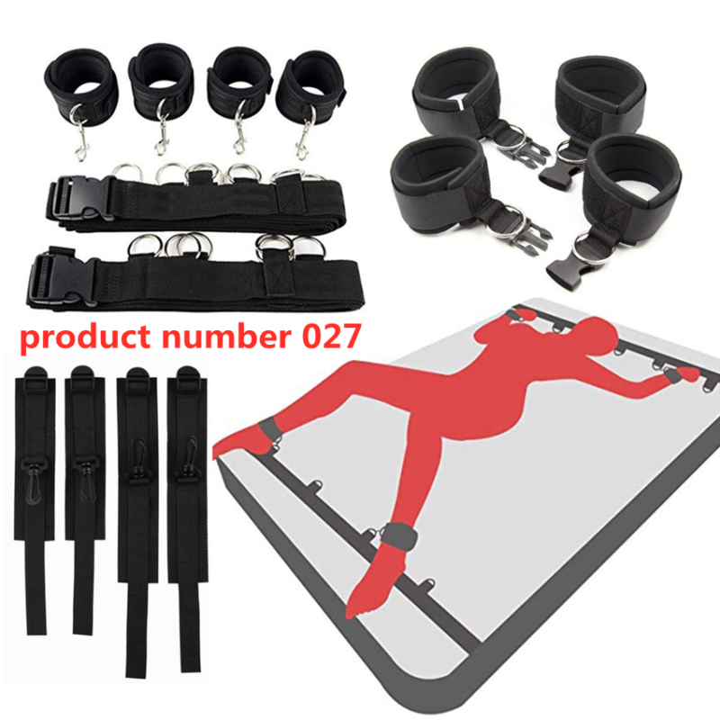 Product Number 027//  BDSM Restraint Set Bondage Handcuffs & Ankle Fetish Cuffs Slave On The Bed Open Leg Flirt Sex Toys For Women Couples