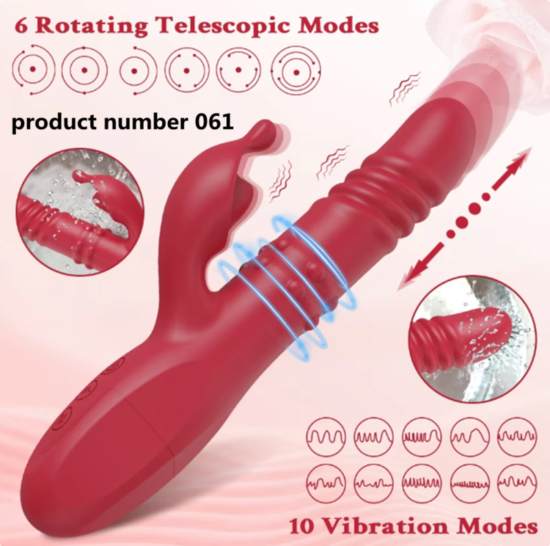 Product Number 061// Vibrator for Women Telescopic Dildo Powerful G-Spot Vibrating Rotating Beaded Clit Stimulator Female