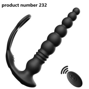 Product Number 232// Male Prostate Massager Telescopic Anal Vibrator with Penis Ring Butt Plug Remote Control Wearable Anus Adult Sex Toy for Men Gay