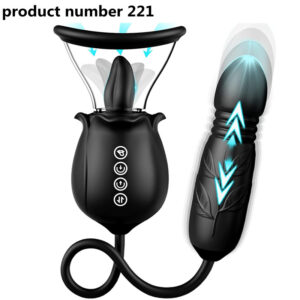 Product Number 221// Rose Sex Toy for Womens Sex Toys - 3in1 Rose Nipple Toys with 7 Tongue Licking & 3 Thrusting Vibrator Dildo Adult Sex Toys for Couples Clitoral G Spot Vibrators