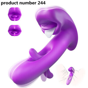 Product Number 244// 2 in 1 Realistic Lips Clitoris Vibrator for Woman G Spot Sex Toy with 10 Flapping Vibrating and Licking Tongue Modes Masturbator