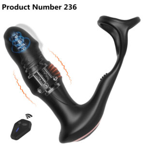 Product Number 236 // Prostate Massager Anal Vibrator 9 Wiggling Thrusting with Cock Ring Butt Plug Remote Control Sex Toys