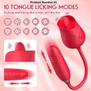 Product Number 01 // Licking Vibrator for Women Clitoral Nipple Stimulator Massager Thrusting Dildo 2 in 1 Sex Toy