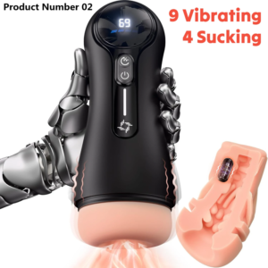 Product Number 02 // Male Masturbator Penis Pump Adult Sex Toys for 18 Men with 4 Sucking 9 Vibration Modes LED Display Pocket Pussy Realistic Vagina