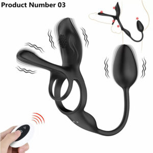 Product Number 03 // Vibrator Remote Control Cock Ring Prostate Massager Men Penis Ring Erection Delay Ejaculation Butt Plug Couples Sex Toys